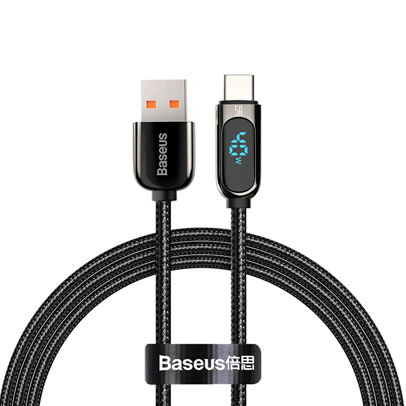 

Baseus USB to Type-C 5A 1m LED Digital Display Fast Charging Data Cable, Black