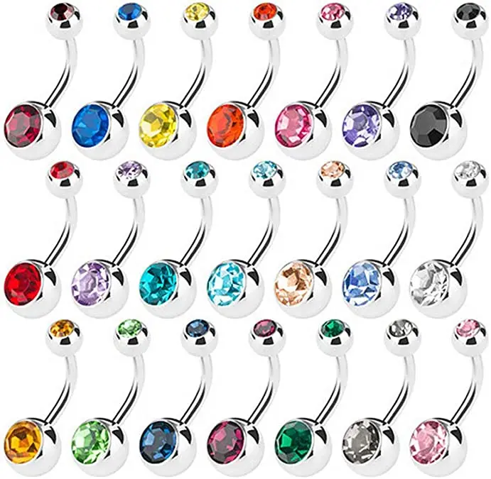 G23/ASTM F136 Titanium Internally Treaded Belly Button Ring Zircon High Grade Body Jewelry Stud Labret Lip Piercing Jewelry N/A