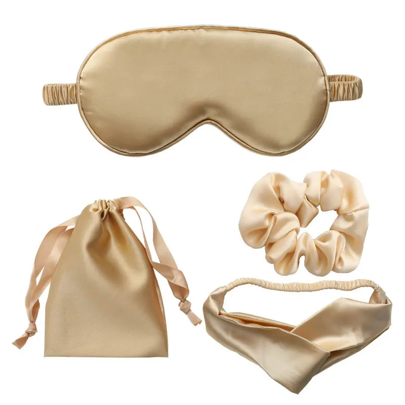 

Imitation silk four-piece set with hand gift web celebrity pig large intestine hair ring hair belt collection clot Silk eye masK, Accpet customized color