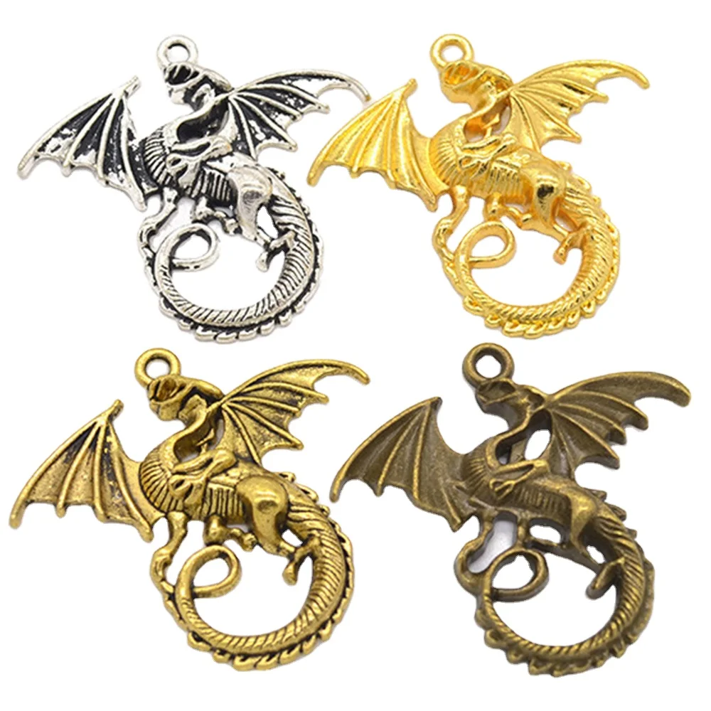 

Alibaba-Online-Shopping Gold Plated Jewelry Necklaces Men Charm Wing Pendant Raptors Cool Animal Dragon Pendant