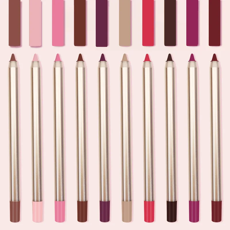 

vegan organic cruelty free lip liner pencil waterproof lipliners set customized private label gold lip liner pencil