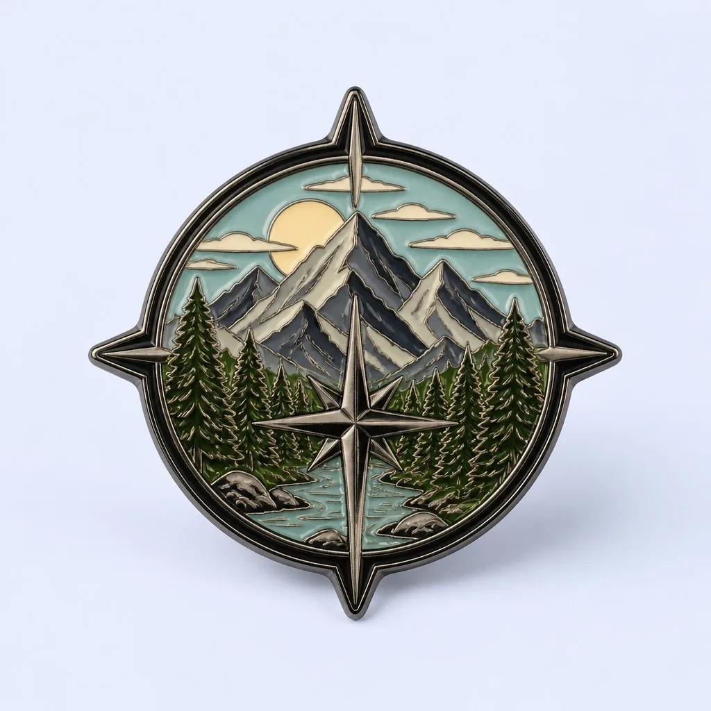 Compass and Forest Star Soft Enamel Pin