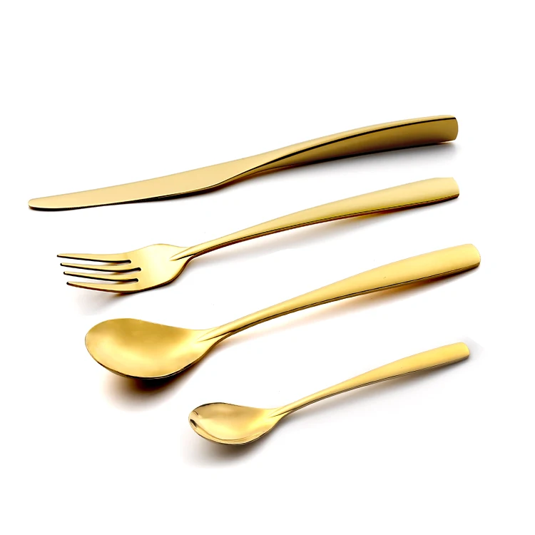 Factory Custom 304 Fork Spoon Knife Set Wholesale Stainless Steel Gold Cutlery Set Restaurant Wedding Cutlery