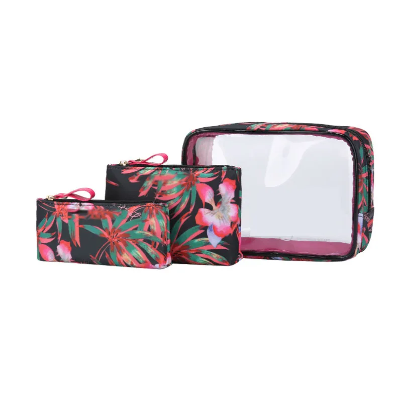 

Black Flower PVC cosmetic bag logo travel cosmetic bag makeup for cosmetics