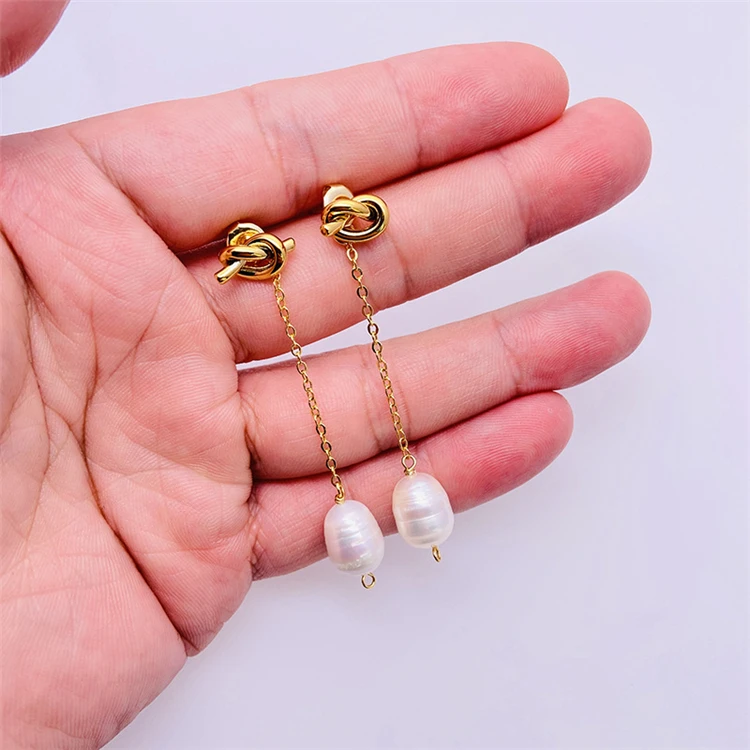 

Jewelry Wholesale Lover's Knot Tassel pearl earrings women's freshwater pearl earrings removable