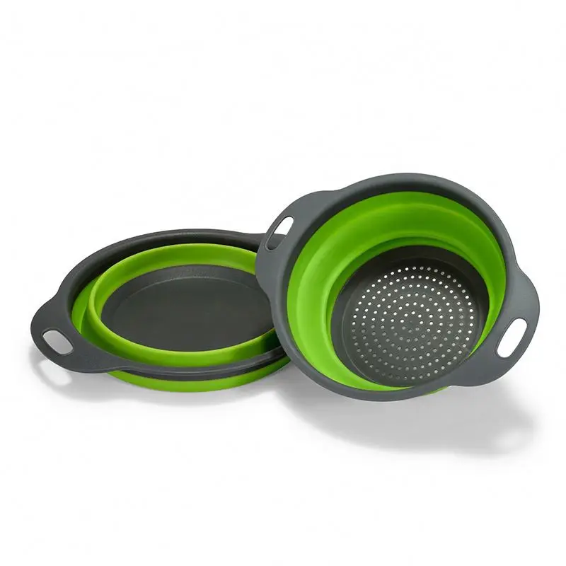 

New Kitchen Multifunction Silicone Collapsible Strainer Colander, Green, red,or customization