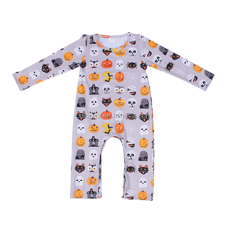 

Boutique Halloween Baby Clothes Romper Pumpkin Printed Set Long Sleeve Baby Romper, Picture