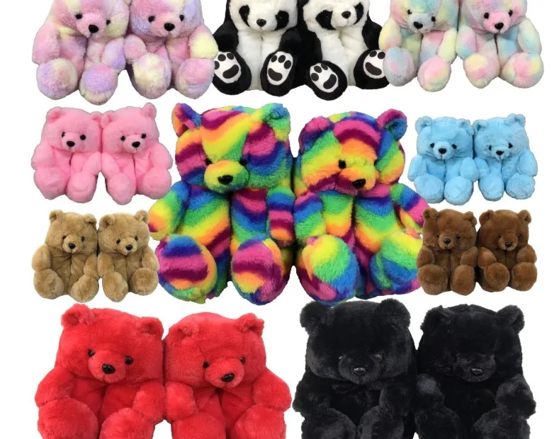 

2021 Cheap teddy bear Slippers plush Indoor Lady Shoe Women House Slipper Plush For Girls Bedroom animal teddy bear slipper