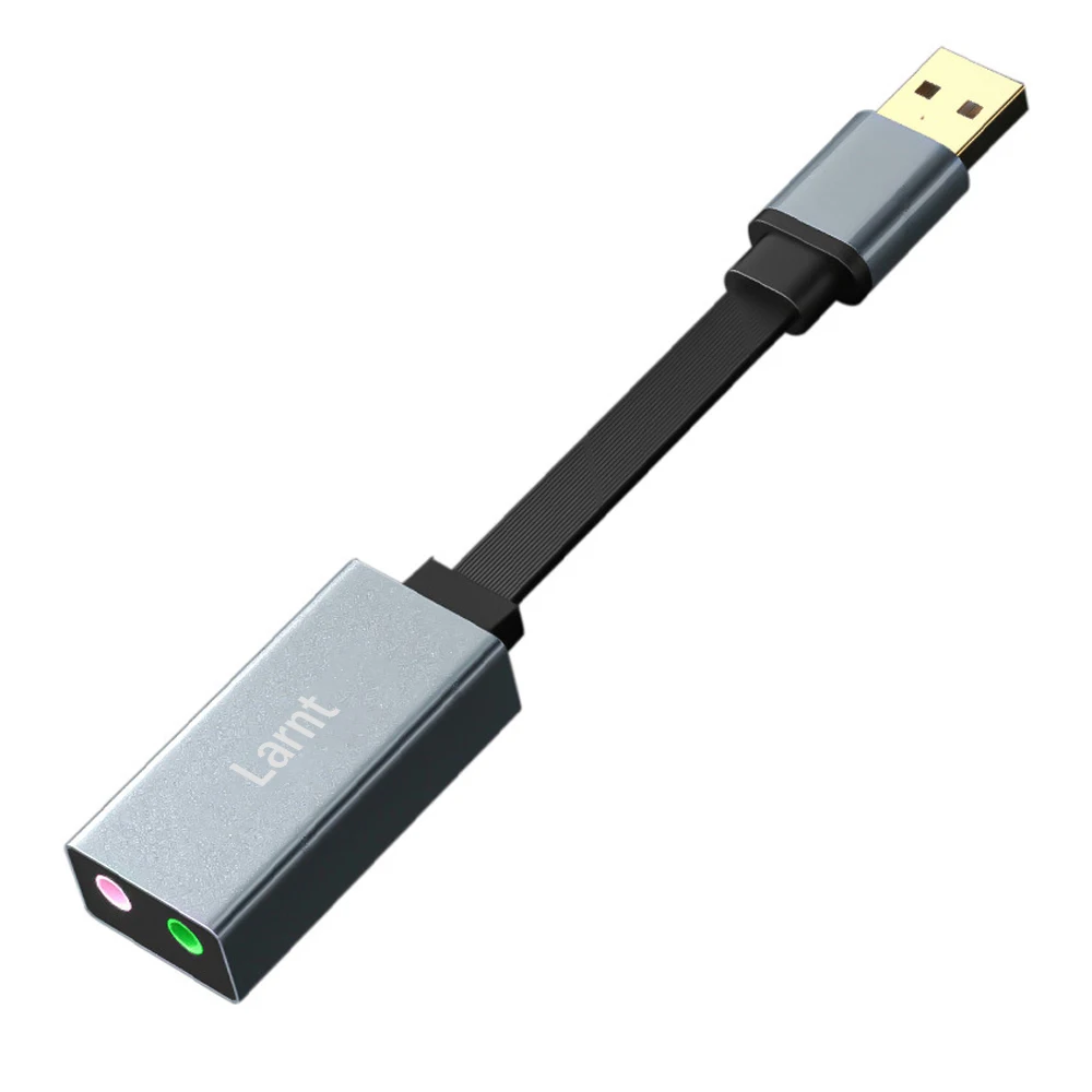 

USB to 3.5 mm Sound Adapter with Stereo Headphone Output Jack and Microphone External Headset Sound Card Converter, Silvery white