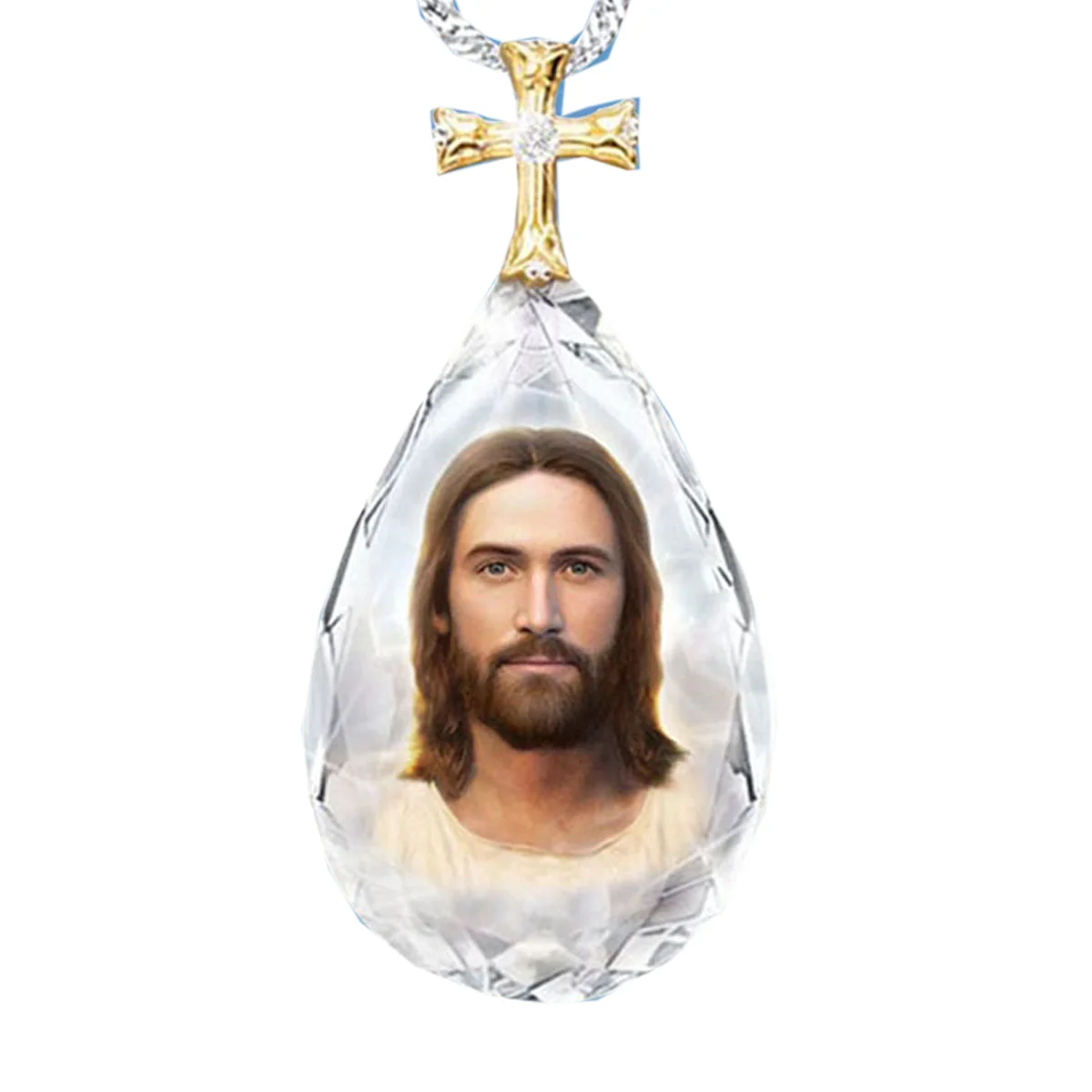 

Europe and America Religious Jesus Self Portrait Pendant Cross Prayer Necklace