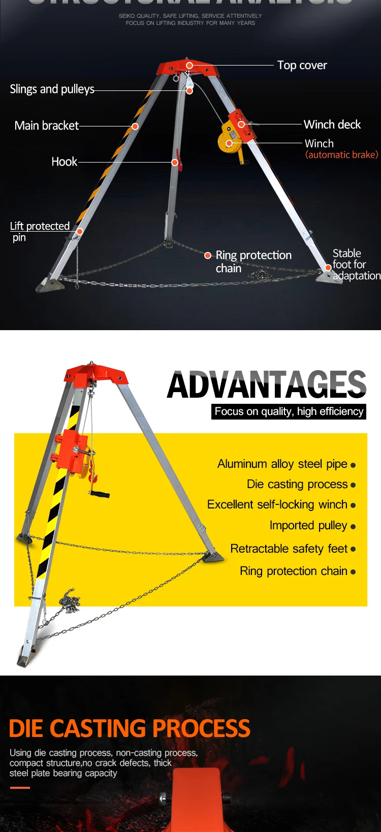 Triangle Threeleg Telescopic Hanger Hoist Telescopic Electric Tripod