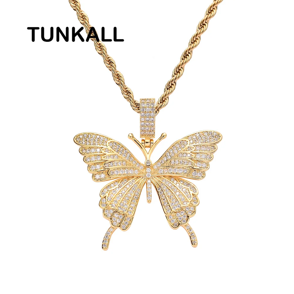 

CN178 Small Size Zircon Butterfly Pendants Women Necklace Party Jewelry Men's Hip Hop Necklace