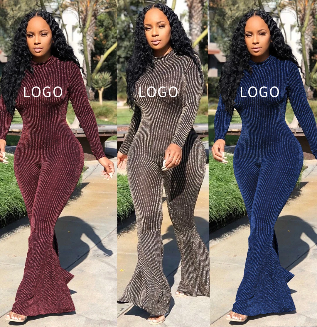 

hot selling 2020 plus size casual sexy bodycon flare pants jumpsuit