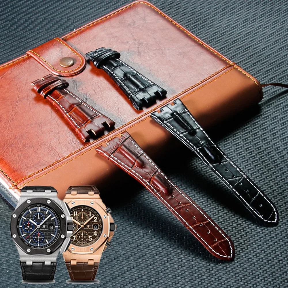 

genuine leather watch wrist strap band for royal oak offshoare 42mm watch band