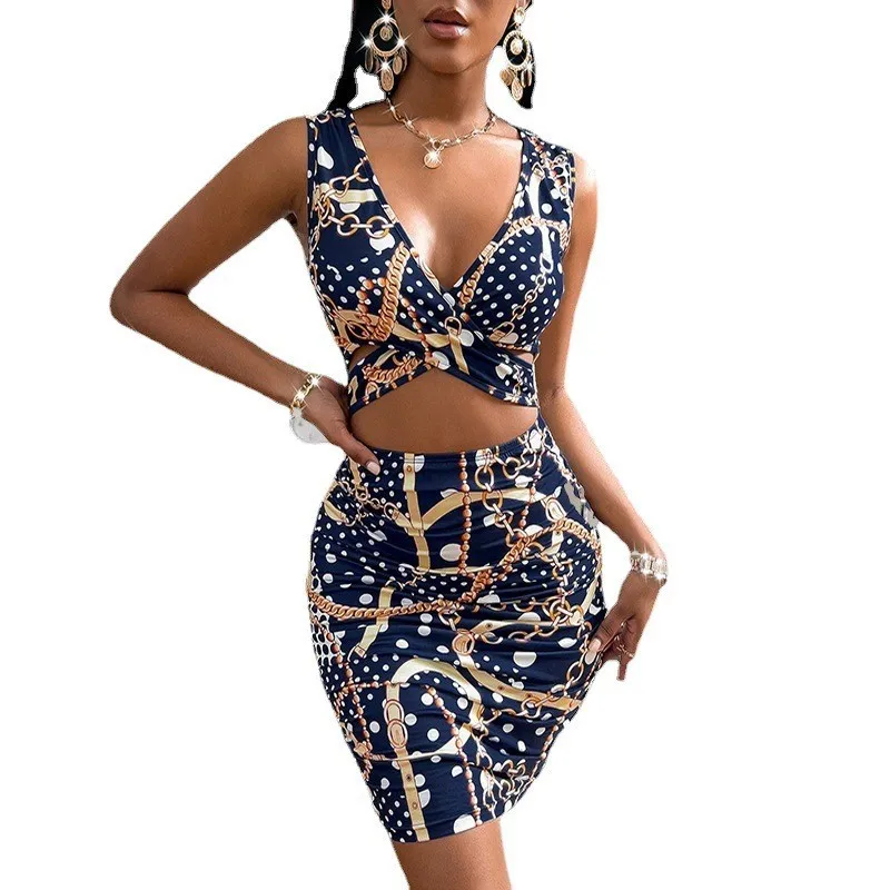Mid Length Dress Printed Straps