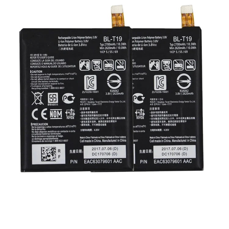 

Original BL-T19 removable battery for LG Nexus 5X H791 H798 H790 2700mah 3.8v mobile phone battery