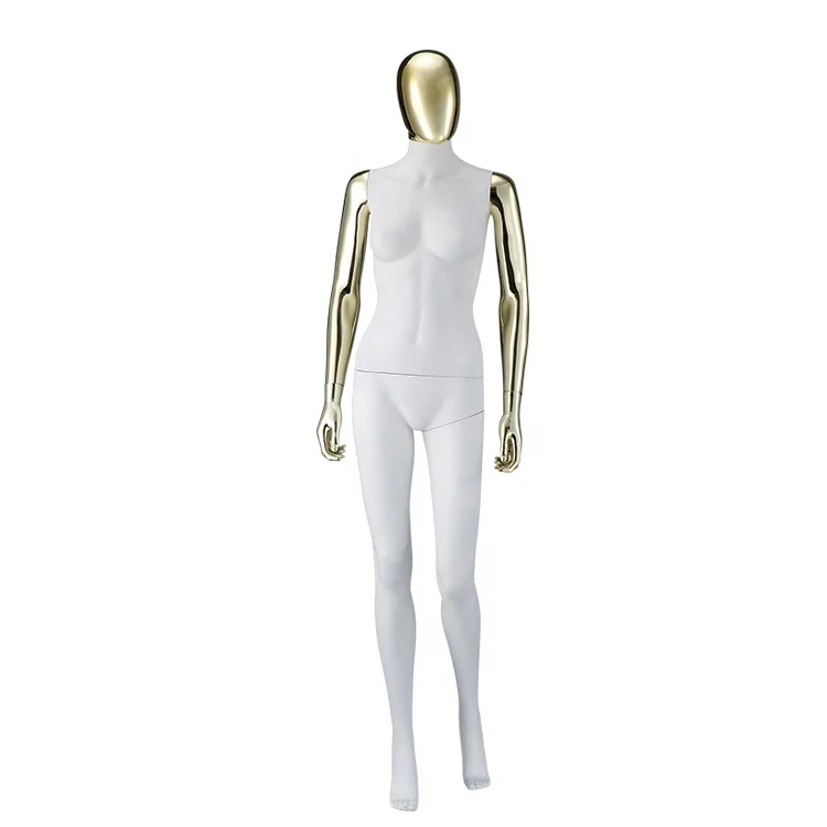 

FP-2 Hot Sale PP Plastic Fashion Female Boutique Shop Display White Wholesale Full Mannequins, Matt white body with chrome head & arms