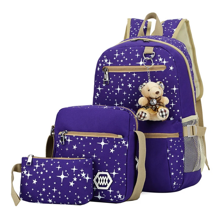 

Rucksacks 3pcs/set star printing backpack wholesale book schoolbag women travel bag school bags for girls women, Color