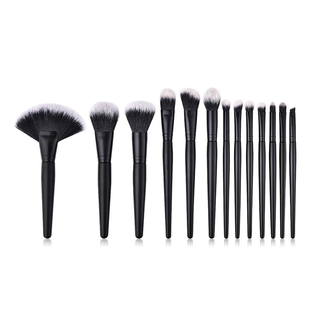 

13pcs makeup brush set with black wooden handle can be customized logo
