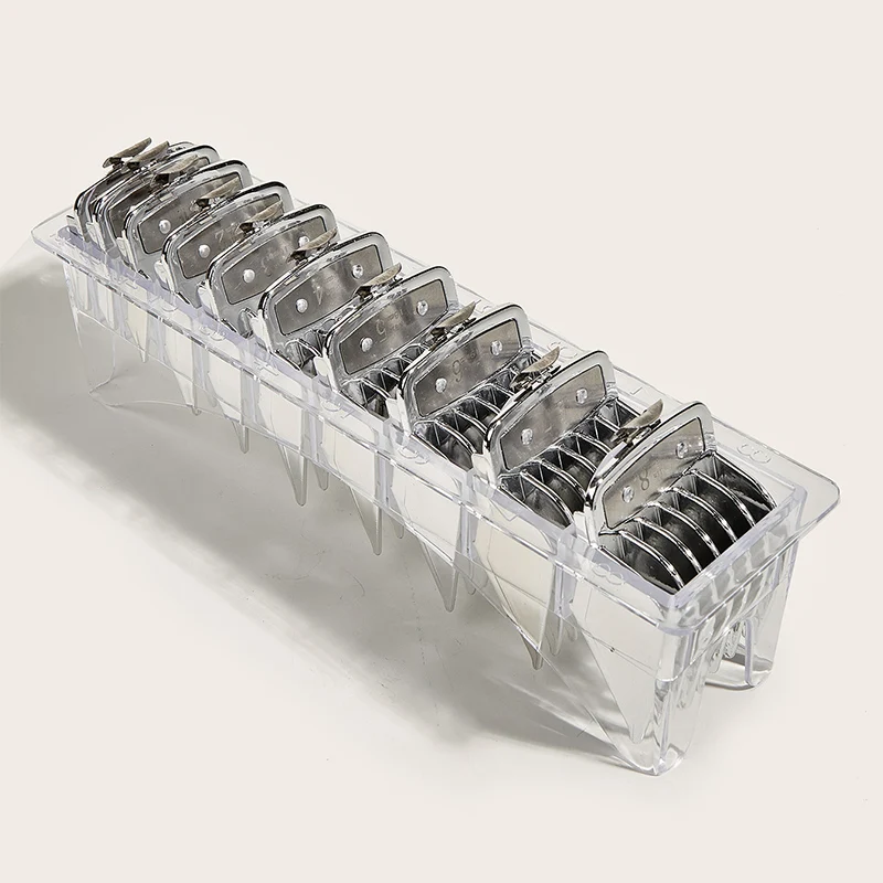 

wan mei Electroplated silver 10 piece limit comb hairdresser tool positioning comb electric push shear ferrule wall universal