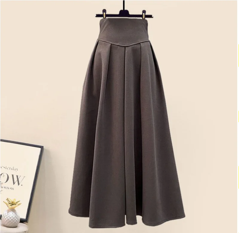 M-4XL Large Women's Autumn New High Waist Half Skirt With Hundred Pleats A-line Skirt