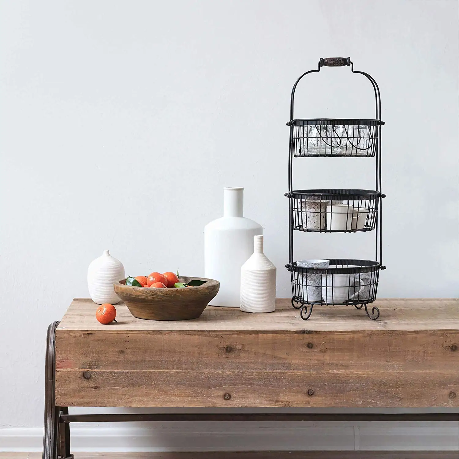 2 Tier Metal Free Floor Fruit Vegetable Basket Display Rack Buy