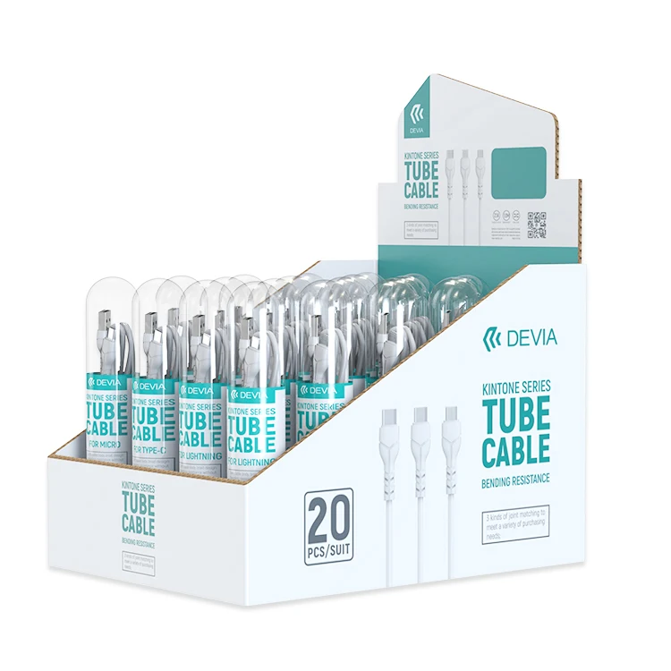 

Devia 20pcs set cables display stander,tube micro usb type c fast charge data cables, White