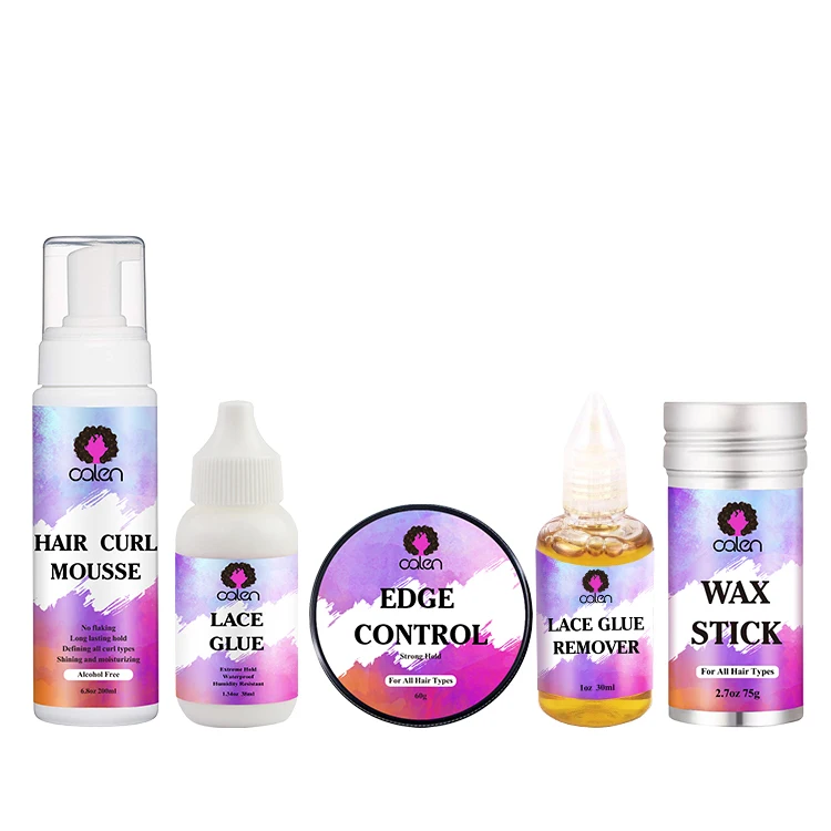 

Custom Logo Hair Edge Control Wax Stick Lace Glue Remover Mousse Wrap Hair Styling Kit