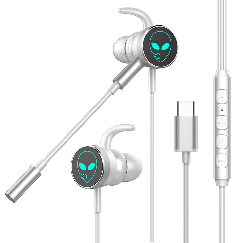 

2021 super bass wired gaming earphones in-ear stereo wired headphones tpye-c game headsets with mic