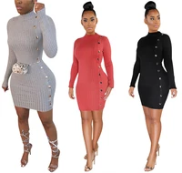 

A91319 2020 spring clothing wholesale women mini dress party dress solid color long sleeve bodycon trendy pencil dresss