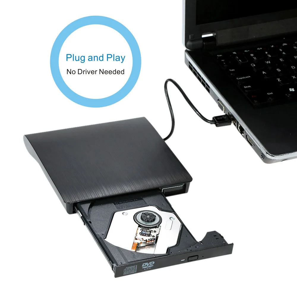 

Ultra Slim External Drive DVD-RW USB 3.0 Burner Writer BD-ROM 3D Blu-Ray Player for Linux Windows Mac OS Black
