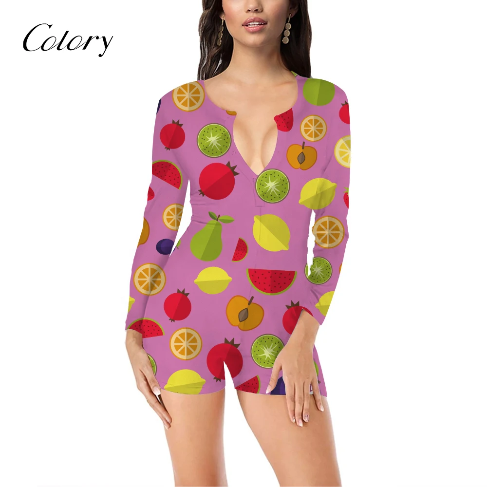 

Colory Chain Print Blouse Adult Onesie Leopard Custom Female Romper, Picture shows