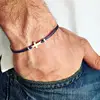 Stainless Steel Custom String Sliding Knot Charm Bracelet Men's Small Sideways Silver Cross Friendship Bracelet