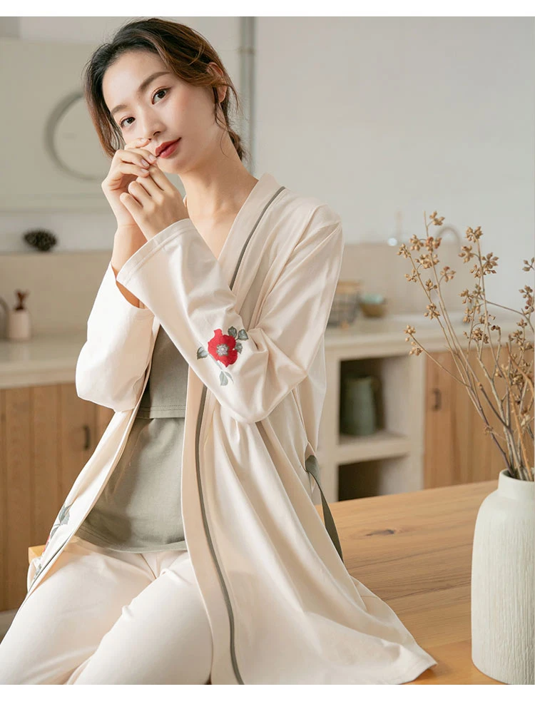 Itonia 2020 New Arrival Elegant 3pcs Cotton Pregnancy Clothes Pajamas Set.jpg