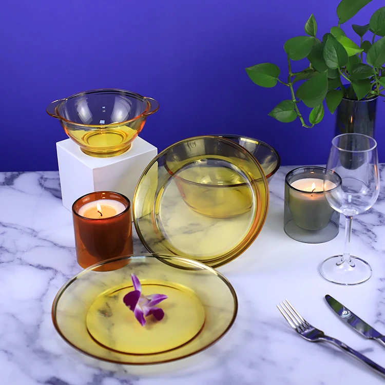 

Accept custom-made Amazon home-use fruit glass plates, Yellow