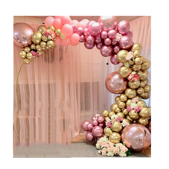 

wedding party decoration wholesale134 Piece Chrome Gold Rose Balloon Garland Arch Kit 4D rose gold balloons
