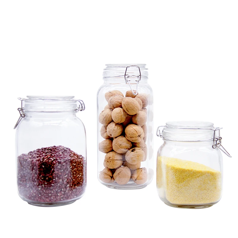 

Hot Sale Home Decoration mini Jam Jar Glass Storage Jar With Buckle, Transparent