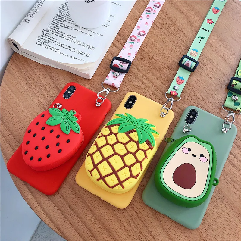 

2021 Hot Sale 3D Crossbody Phone Case For iPhone 12 Pro Zipper Coin Purse Wallet Bag Phone Case With Strap For iPhone 11 6 7 8p