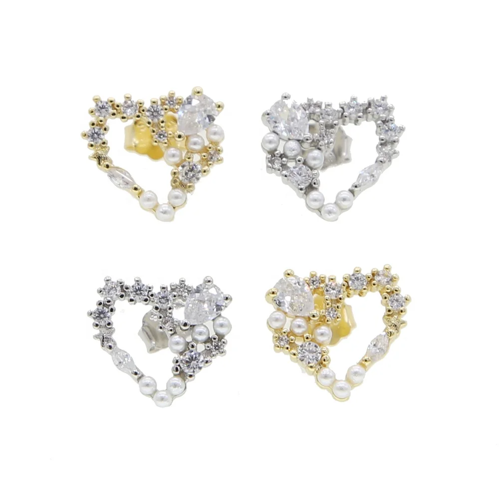 

Gold color Heart Pearl stud Earrings For Women lady Fashion Statement Pearl Dangle Earrings Party Jewelry Trendy Accessorie