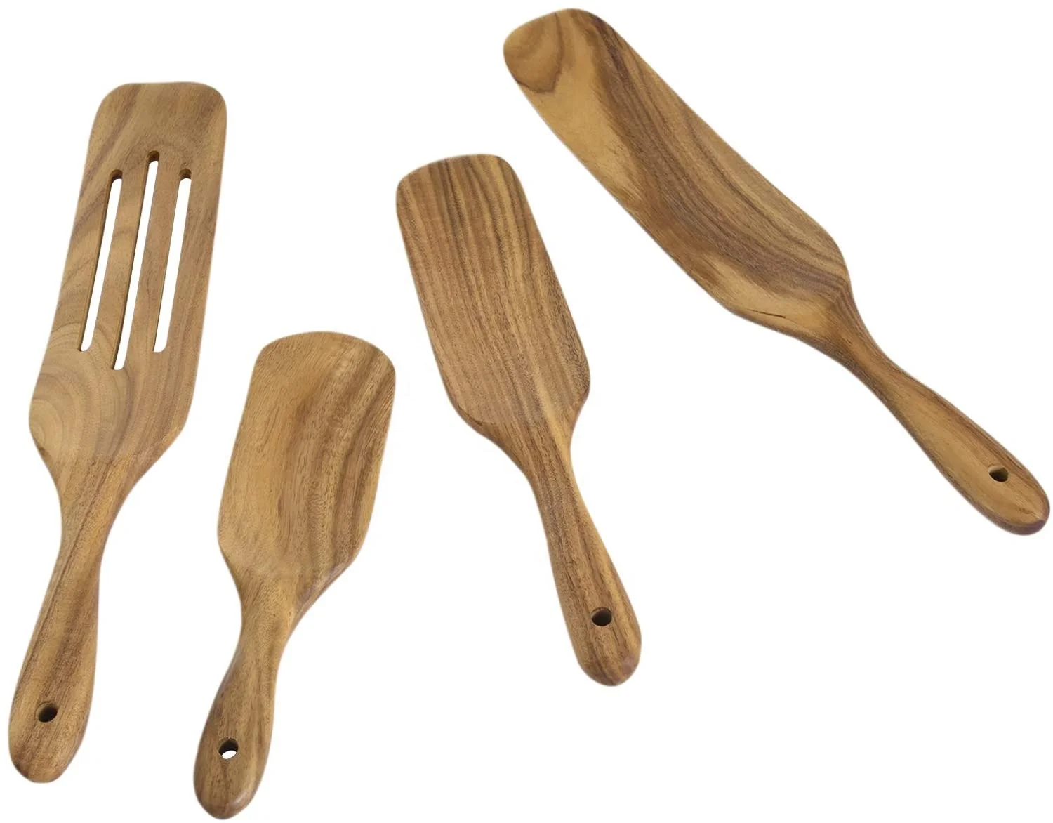 

Natural Teak Wood Kitchen Utensils Set of 4,Slotted Spatula Heat Resistant,Slotted Spurtle Spatula Sets for Stirring, Mixing