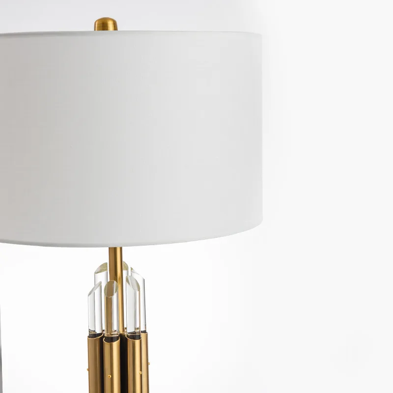 Electroplating Bronze Decorative Table Lamp Hotel LED Table Light Transparent Tube Crystal Creative Bedside Light
