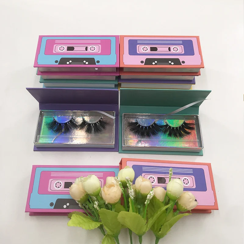 

3D Mink Eyelashes Packaging Lashwood Recorder Lash Box Magnetic Tape Lash Packaging Box without Lashes, 6 color available