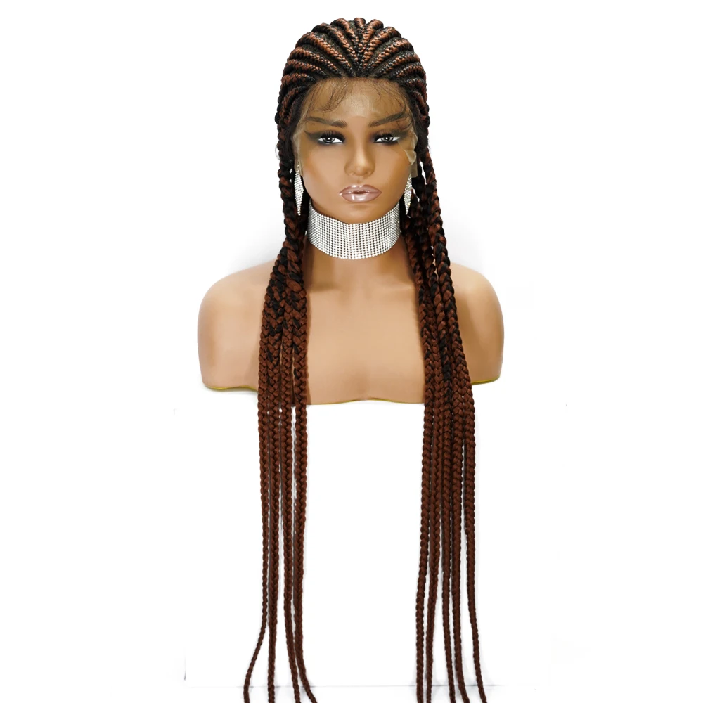 

wholesale transparent lace braided wigs With Baby Hair For Black Women Lace Full Box Cornrow Braid Wigs perruque tresses, Picture