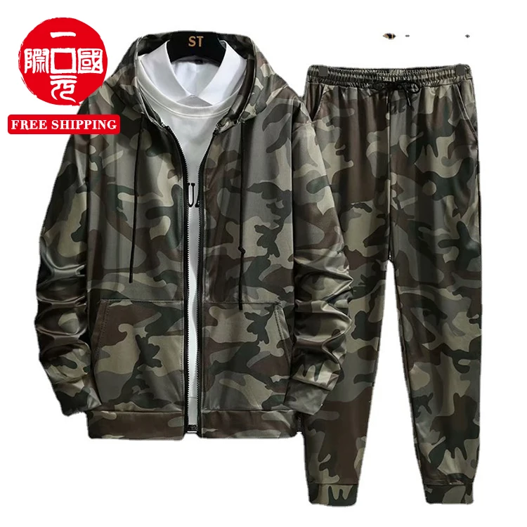 

Men's summer camouflage new zipper long-sleeved sweater hooded suit