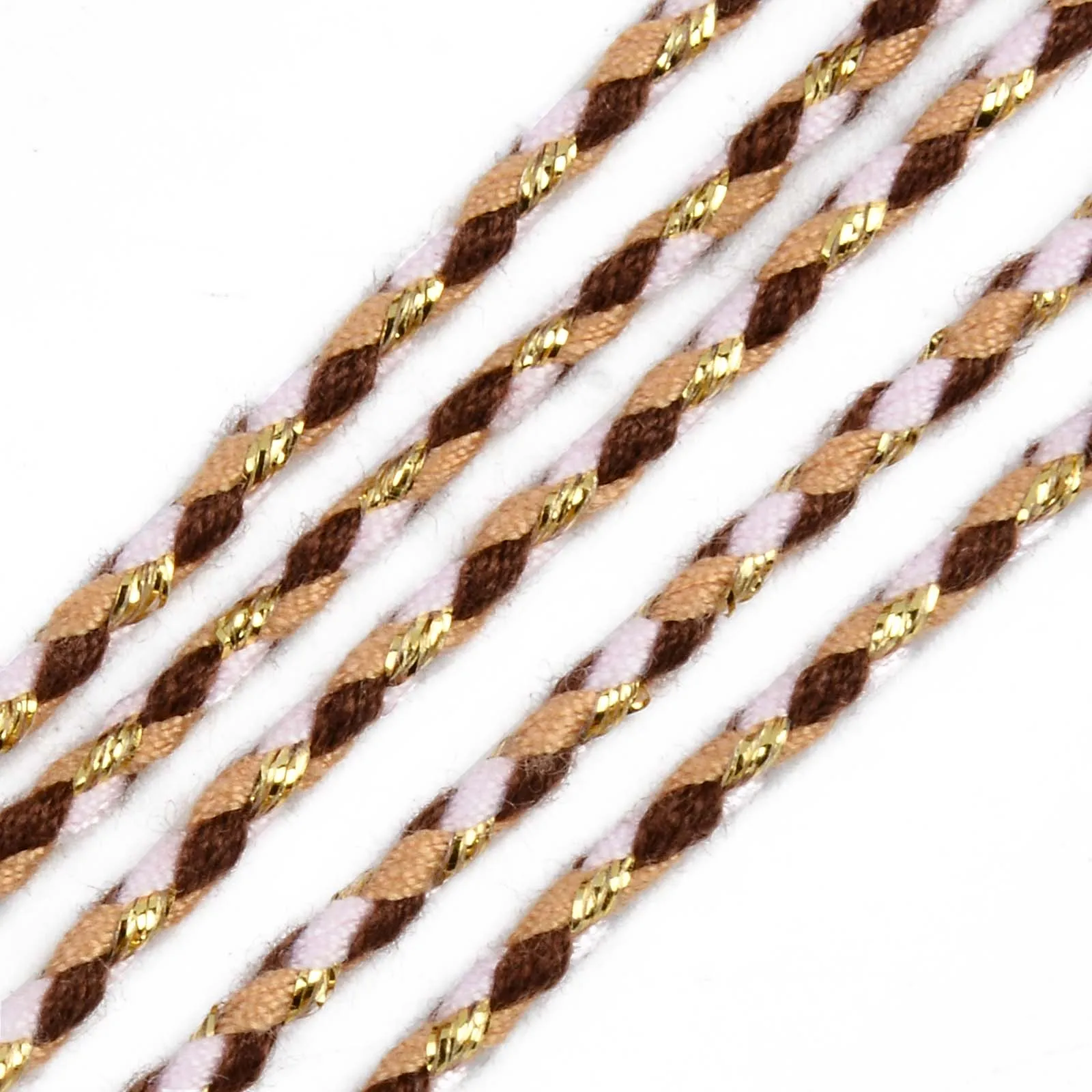 

Pandahall Gold Metallic Thread Triple Color Polyester Braided Cords, Camel