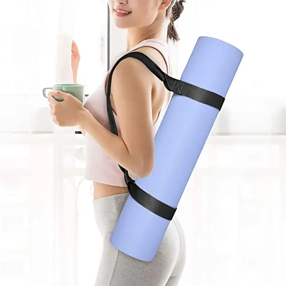 

Quality yoga mat strap sling yoga carrying strap premium cotton webbing training yoga exercise strap, Black, blue, purple, gray, pink