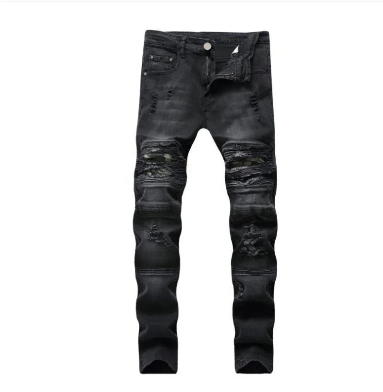 

Jhcentury High Street Hole Man jeans Elastic Straight jeans