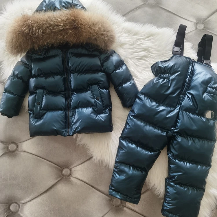 

Retail Children wear 2021 Winter New style cotton clothes boys keep warm coats trousers 2 pcs girls down jackets pants sets, Picture shows