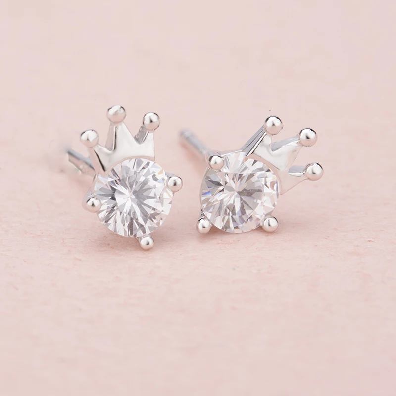 

Customised Minimal 925 Silver Gemstone Crown Stud Earring