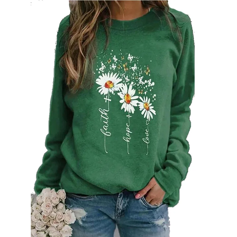 

2020 Hot sale fall clothing fo women long sleeve round neck printing causal top women's hoodies